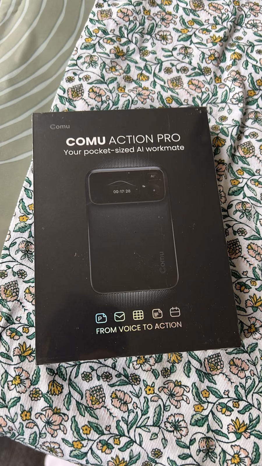 The Comu Action Pro in its retail box.