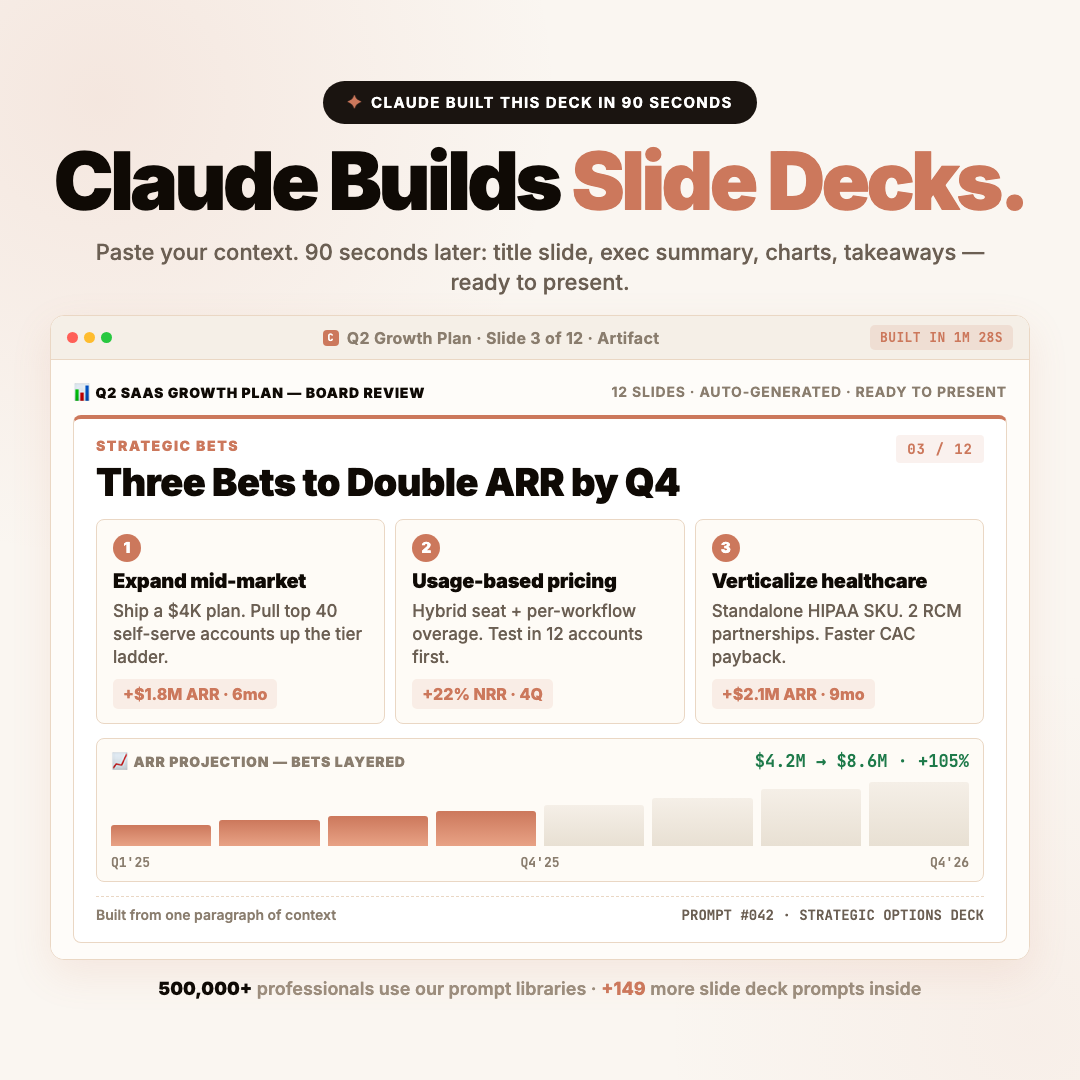 Claude slide deck prompts preview