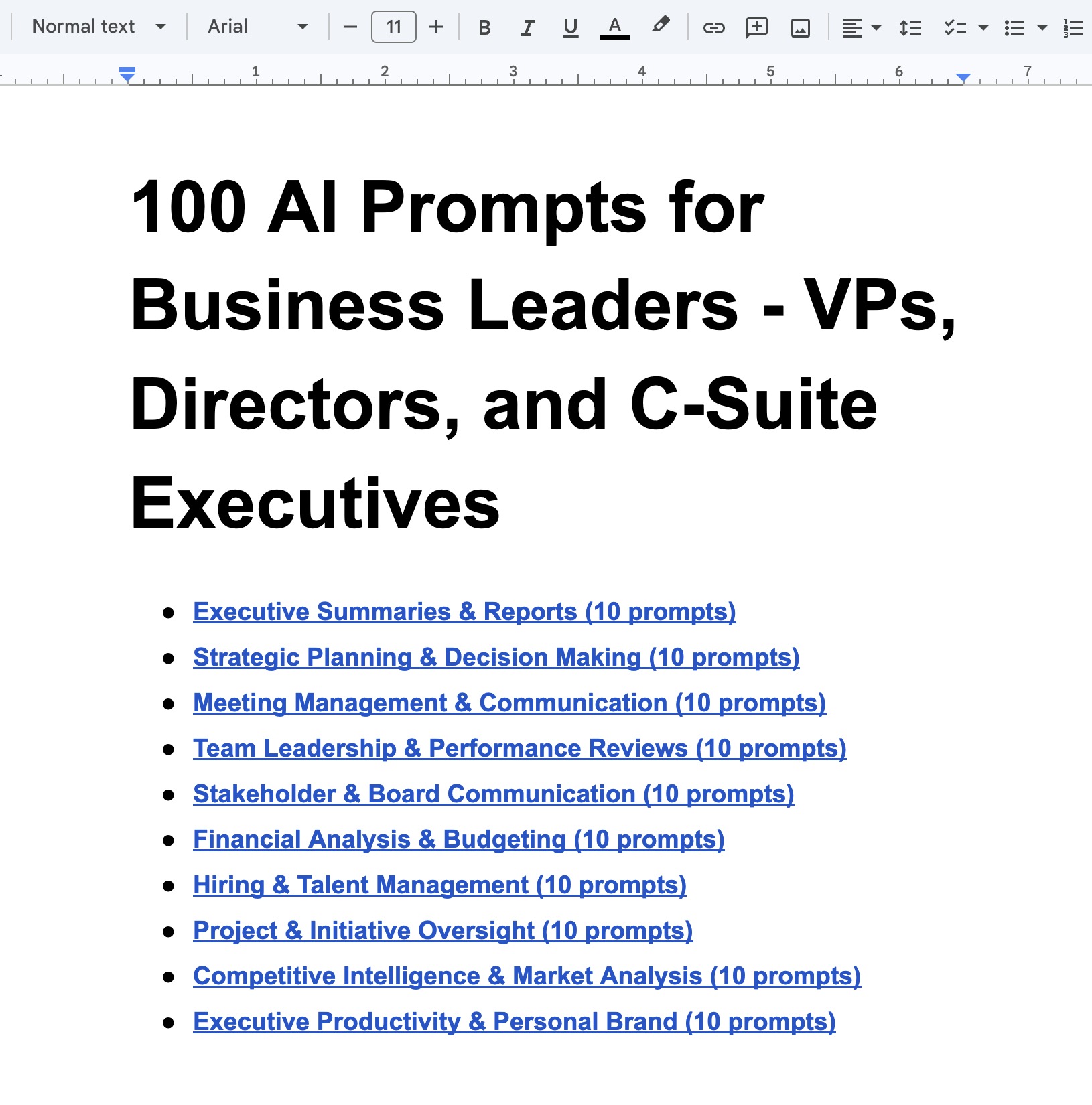 100 AI prompts for business leaders
