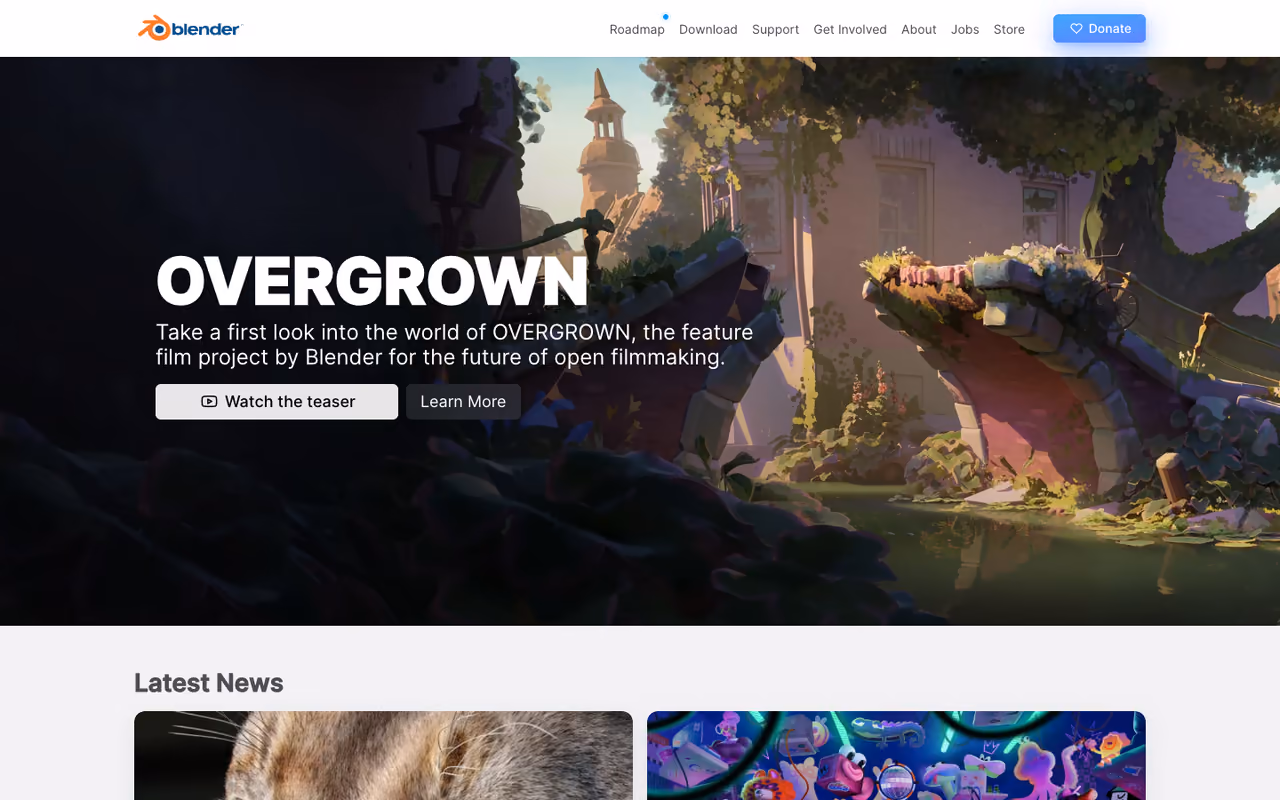 Blender homepage screenshot