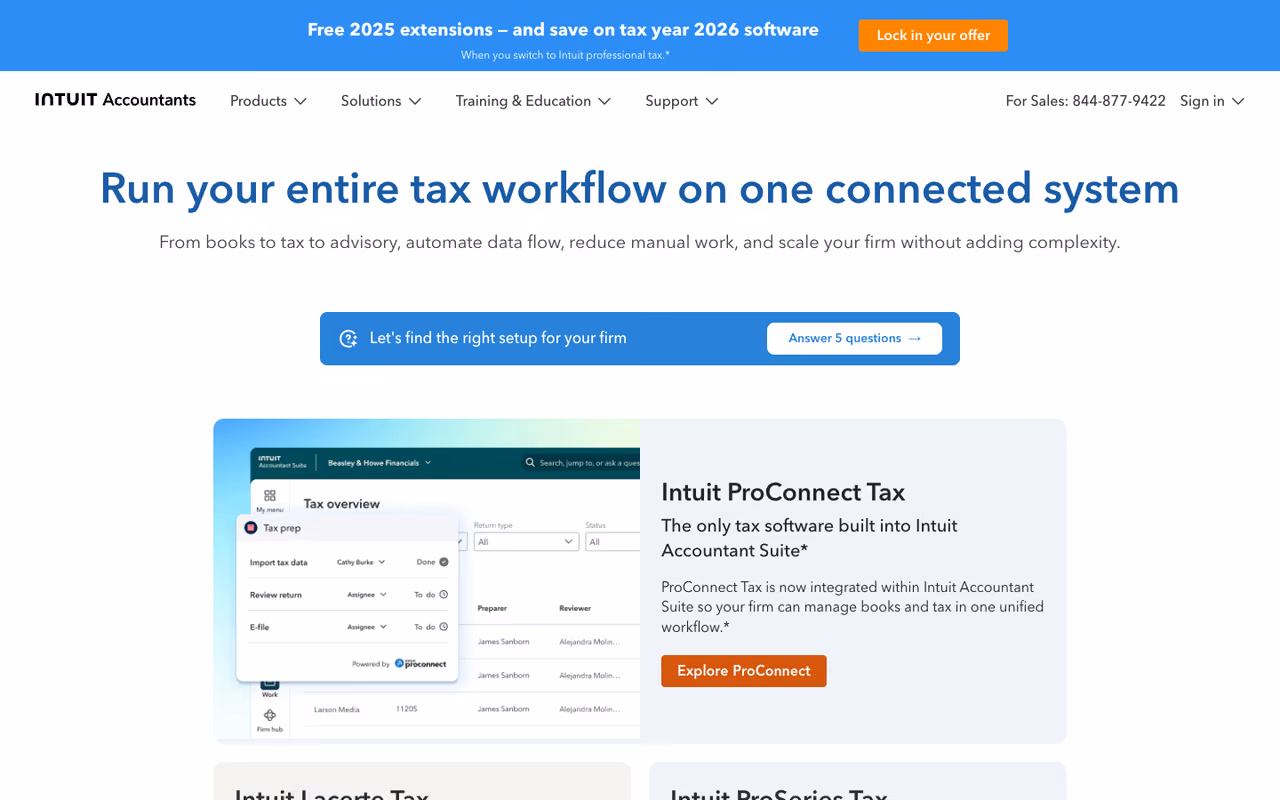 Intuit Accountant Suite for accountants homepage screenshot