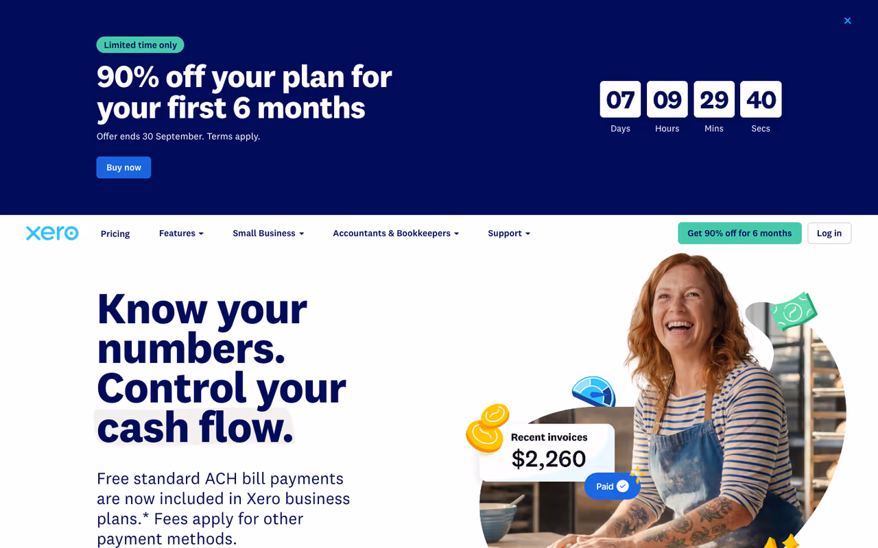 Xero accountants and bookkeepers homepage screenshot