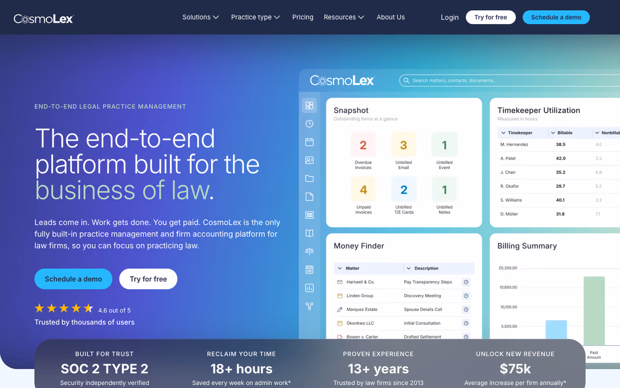 CosmoLex homepage screenshot