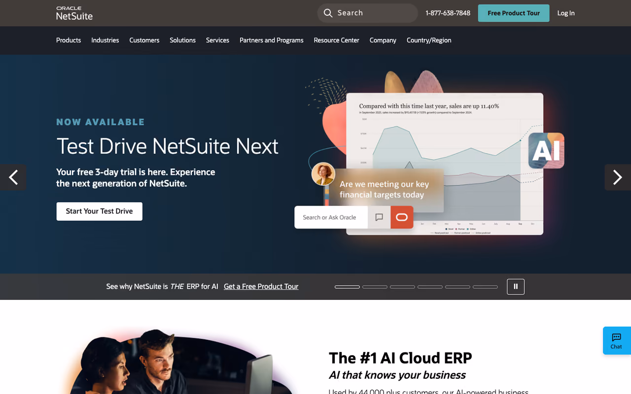 NetSuite homepage screenshot