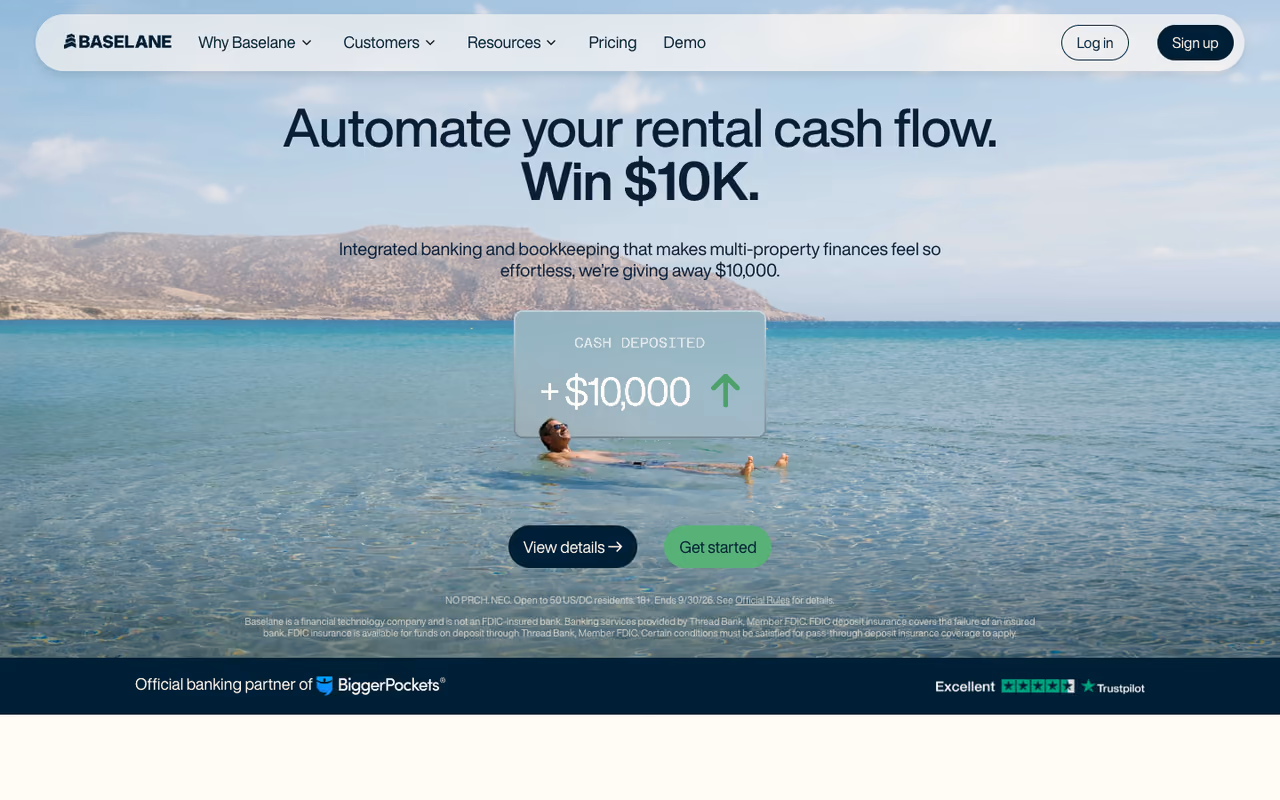 Baselane homepage screenshot