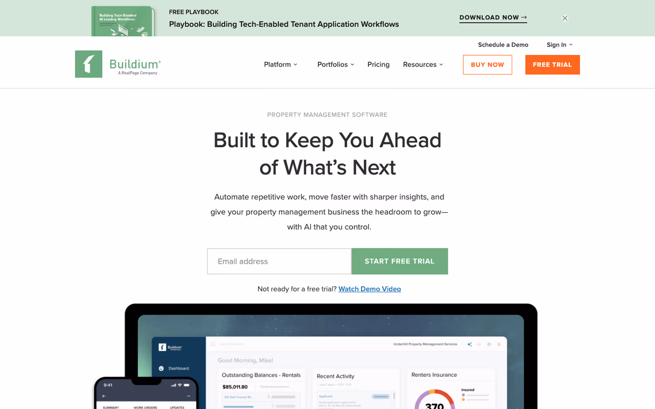 Buildium homepage screenshot