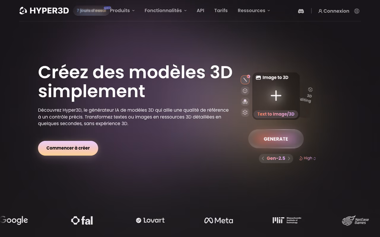 Rodin Hyper3D homepage screenshot