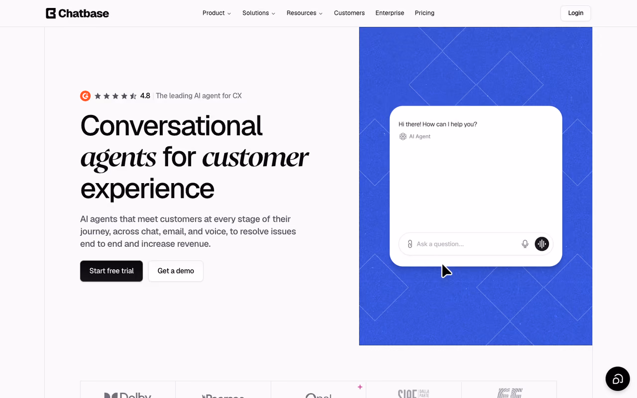 Chatbase homepage screenshot