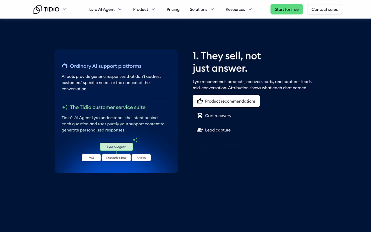 Tidio Lyro homepage screenshot