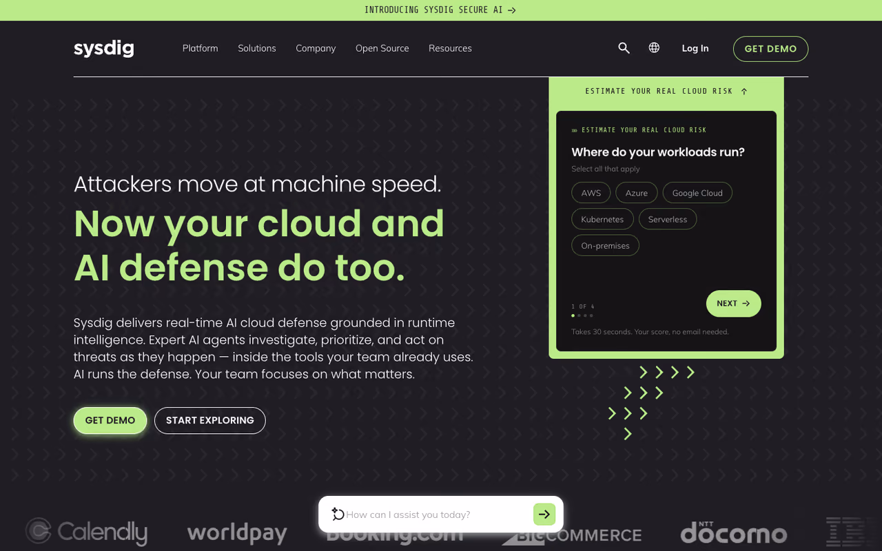 Sysdig homepage screenshot