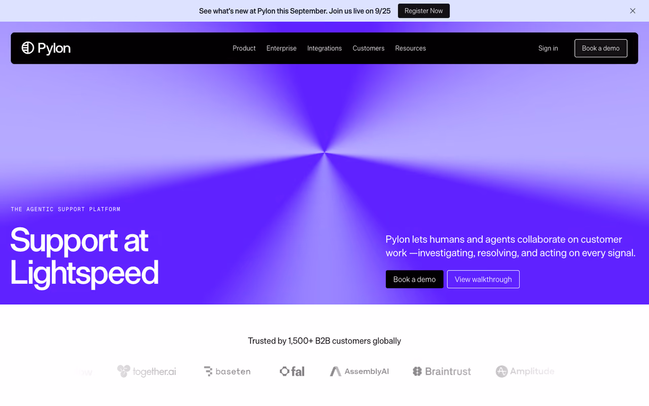 Pylon homepage screenshot