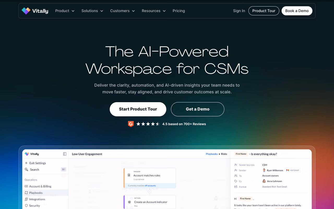 Vitally homepage screenshot