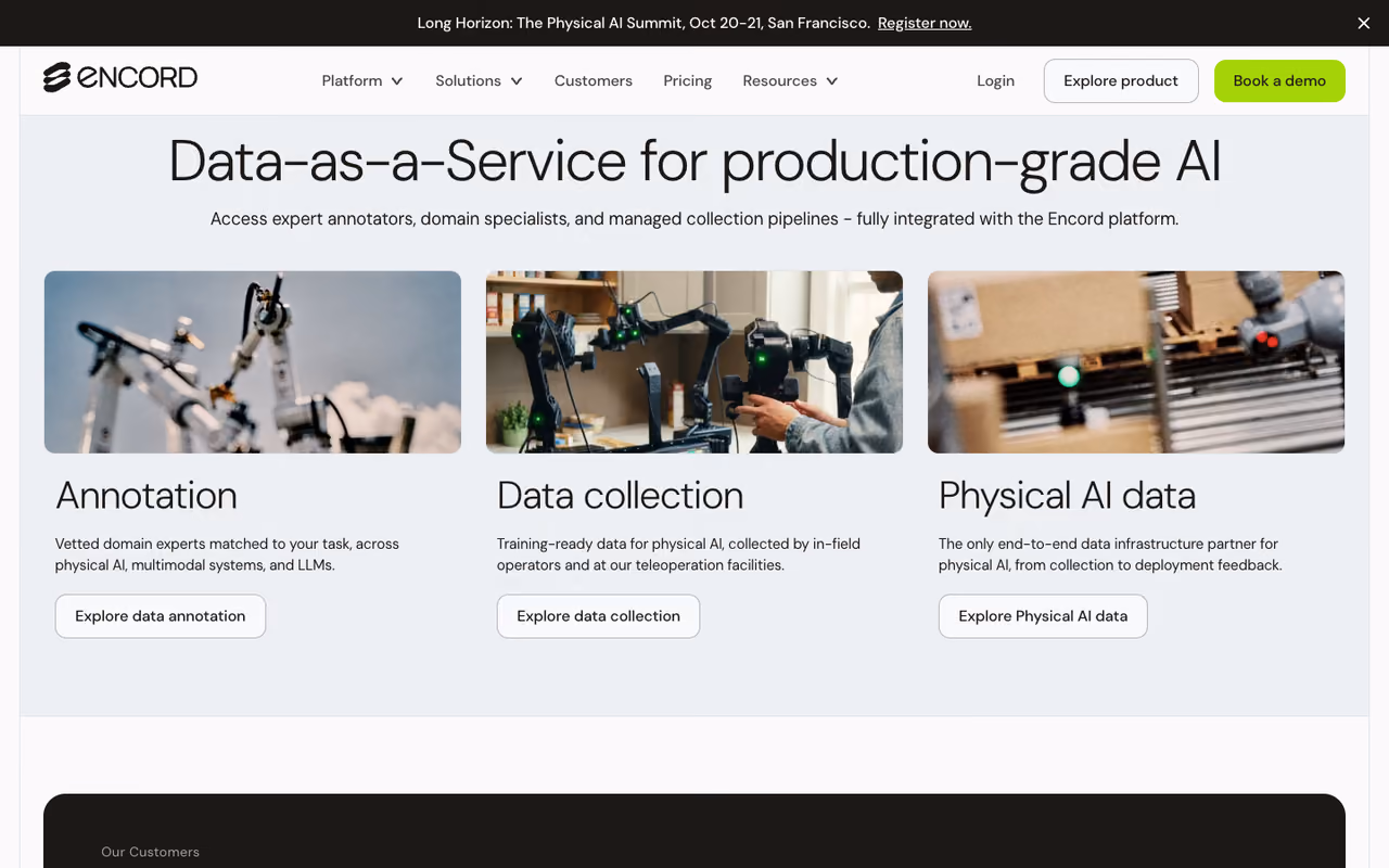 Encord homepage screenshot