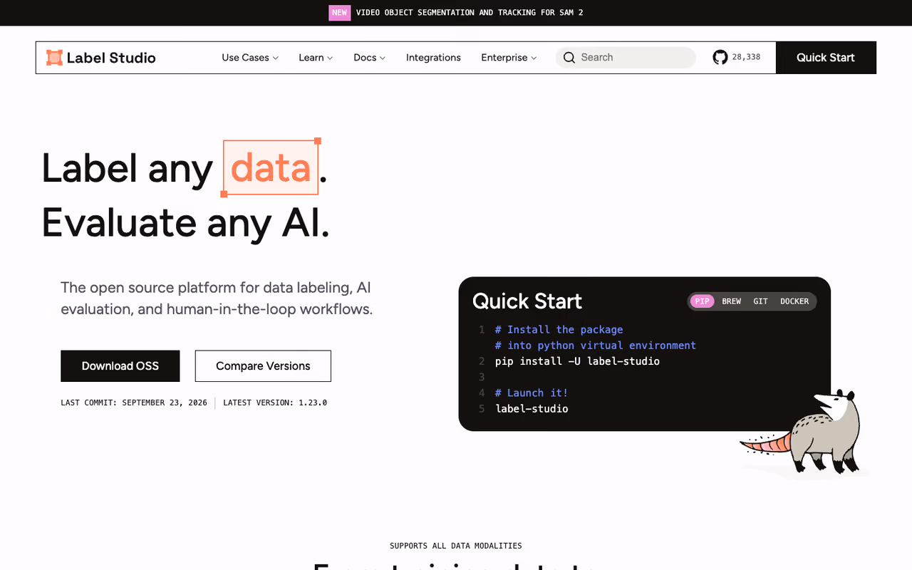 Label Studio homepage screenshot