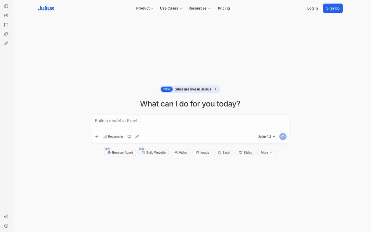 Julius AI homepage screenshot