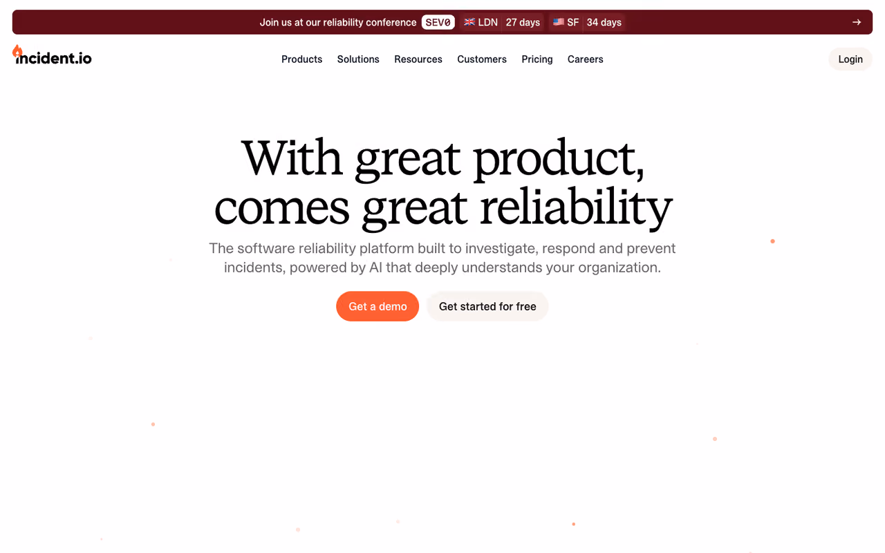 incident.io homepage screenshot