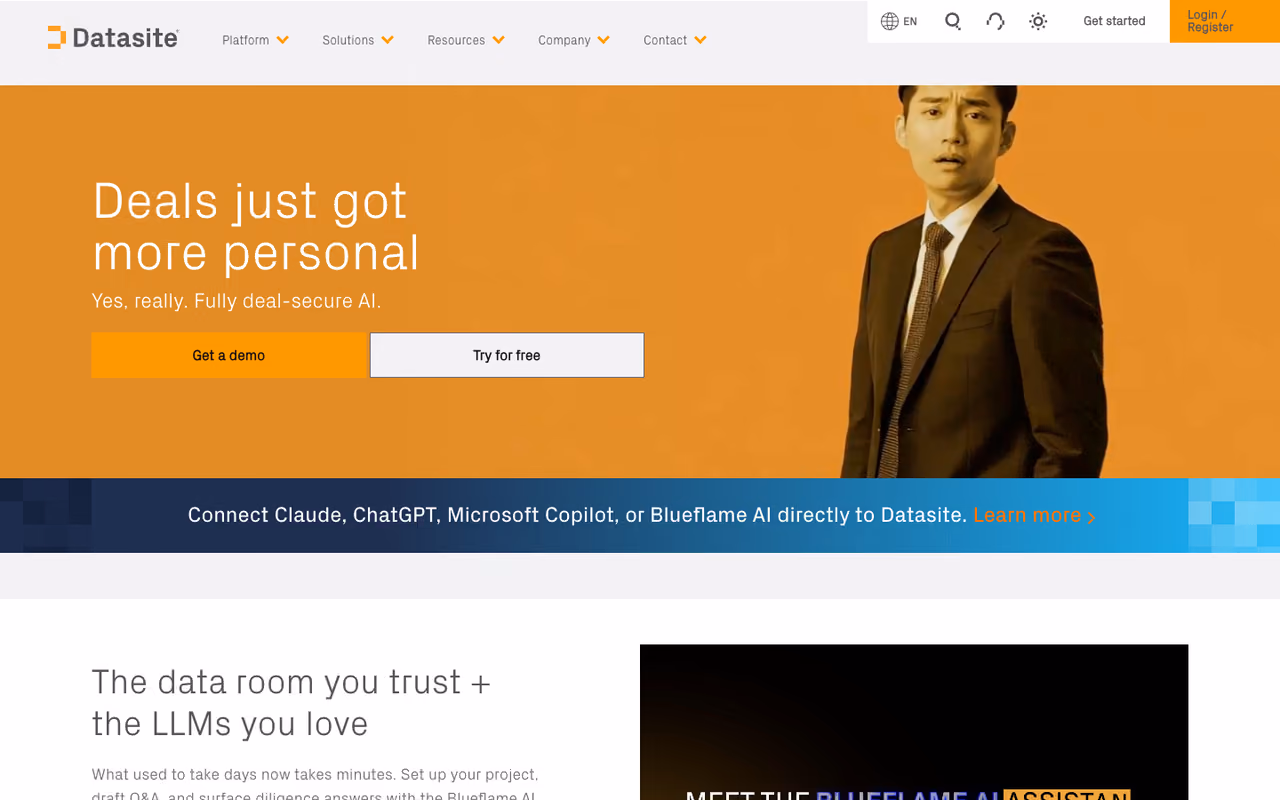 Datasite homepage screenshot