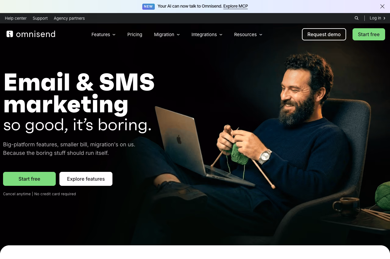 Omnisend homepage screenshot