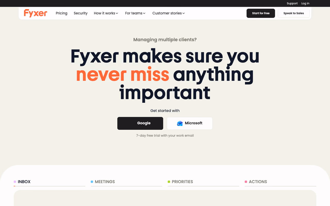 Fyxer homepage screenshot