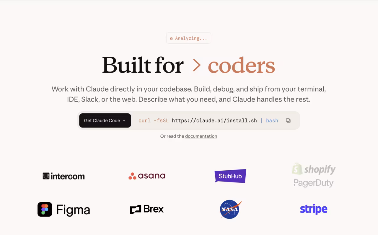 Claude Code landing page