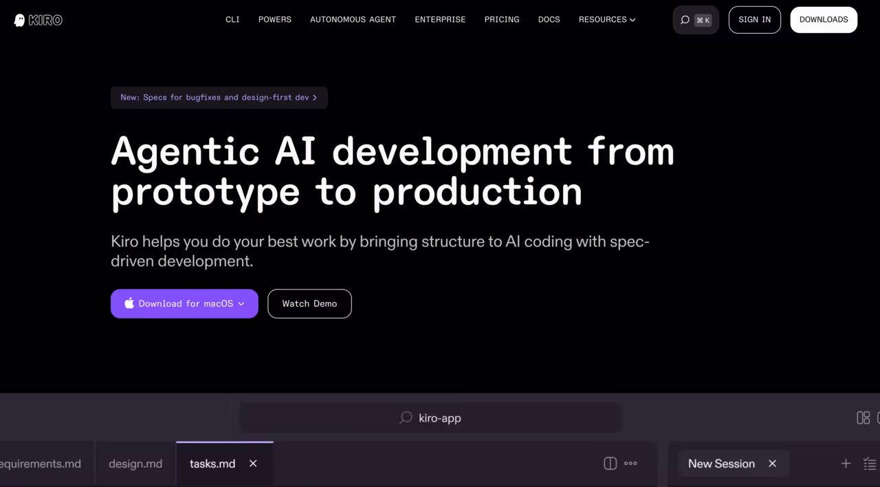 Kiro landing page