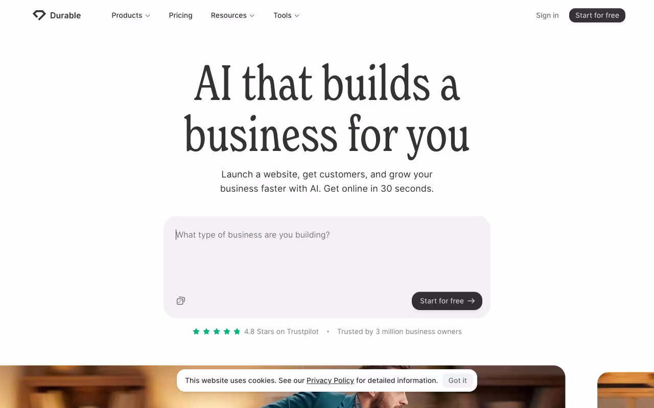 Durable AI website builder