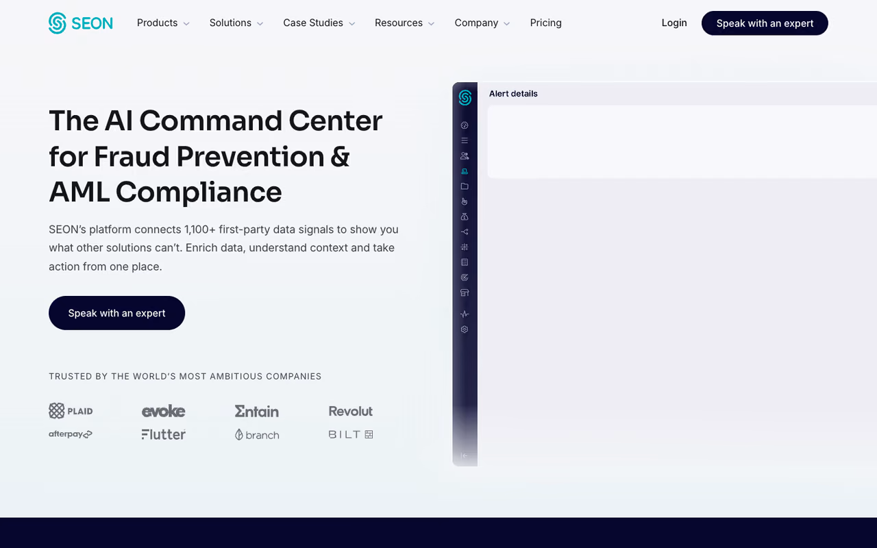 SEON homepage screenshot