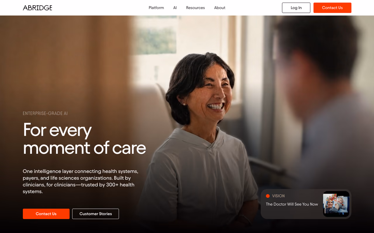 Abridge homepage screenshot
