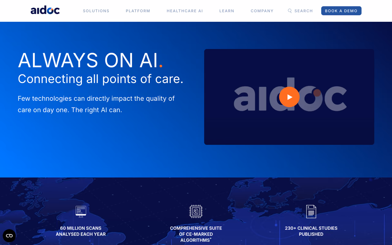 Aidoc homepage screenshot