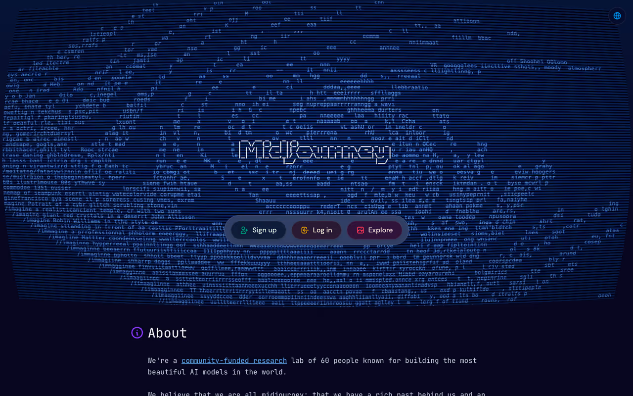 Midjourney homepage screenshot