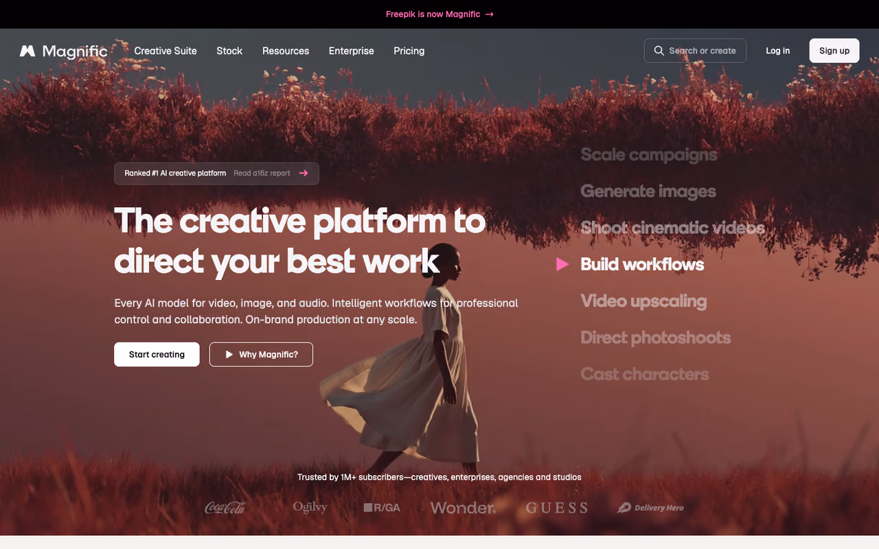 Magnific AI homepage screenshot