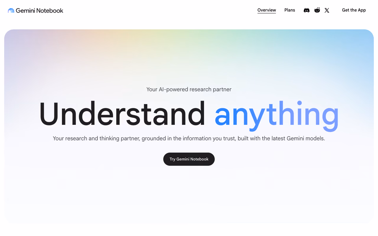NotebookLM homepage screenshot