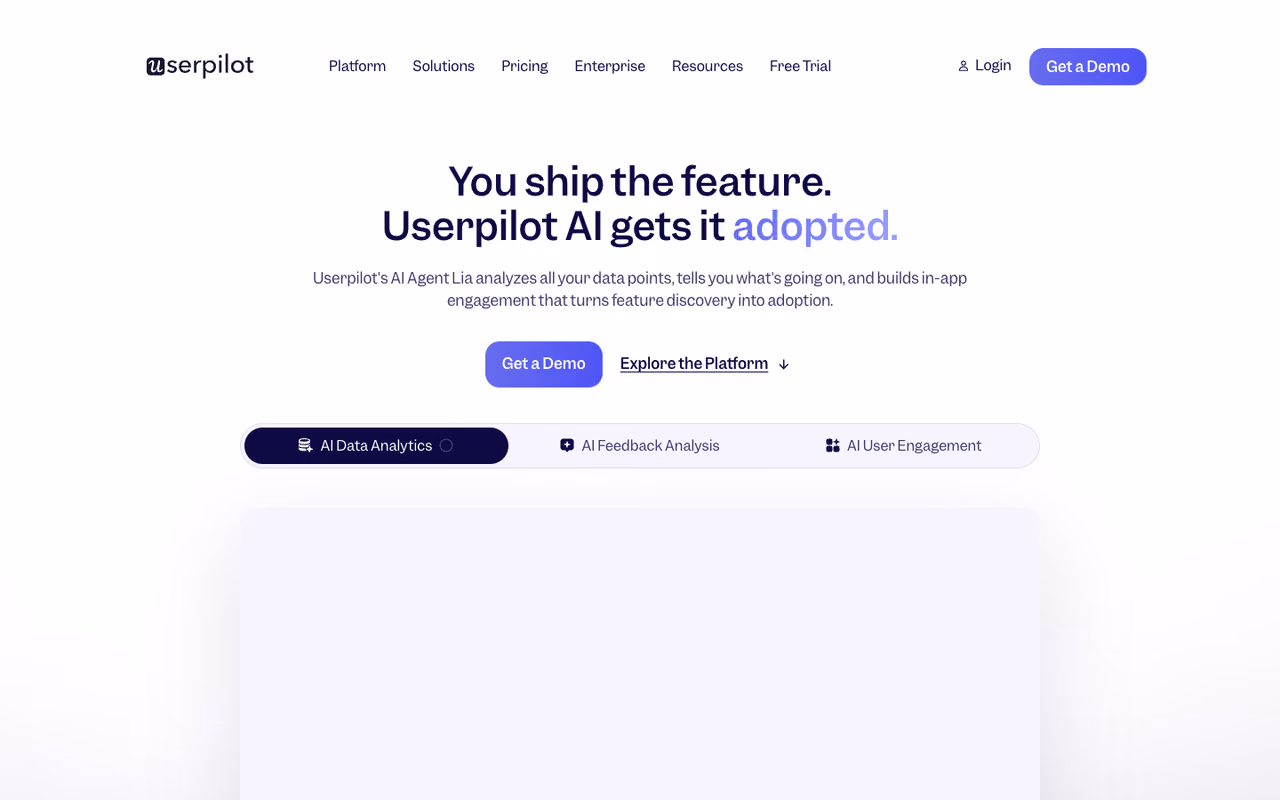 Userpilot homepage screenshot
