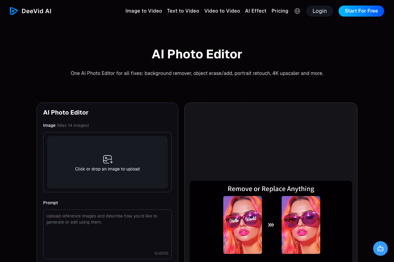 DeeVid AI Image Editor screenshot