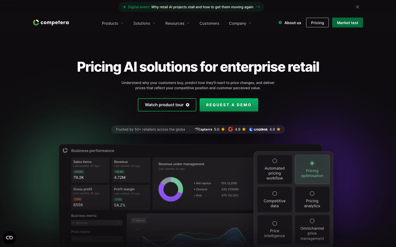 Competera homepage screenshot
