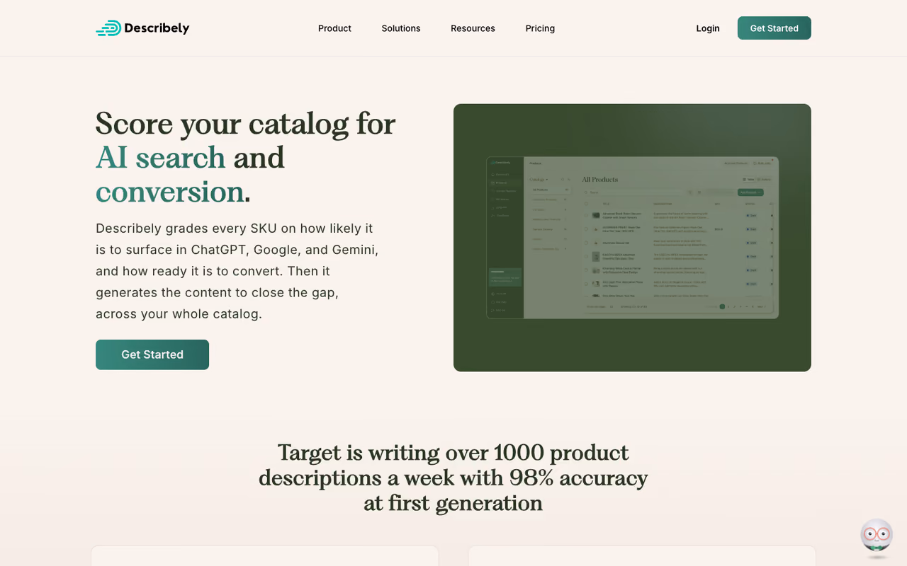 Describely homepage screenshot