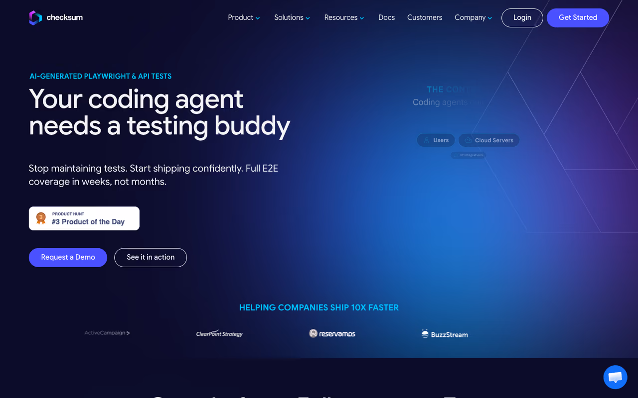 Checksum homepage screenshot