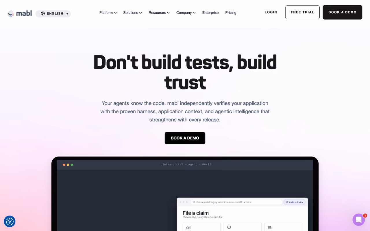 mabl homepage screenshot