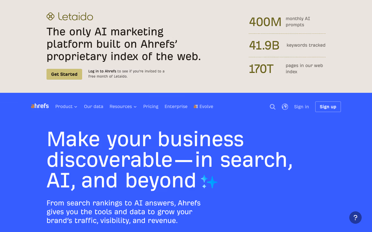 Ahrefs homepage screenshot