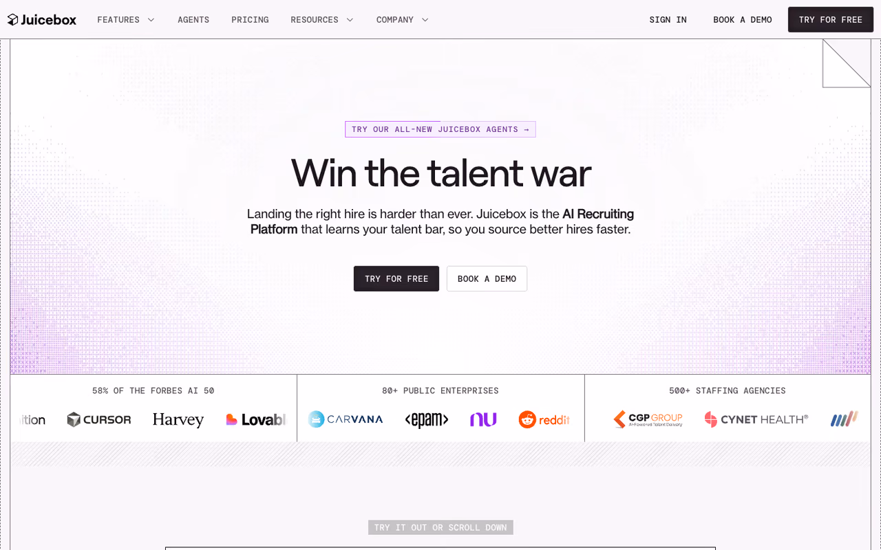 Juicebox homepage screenshot