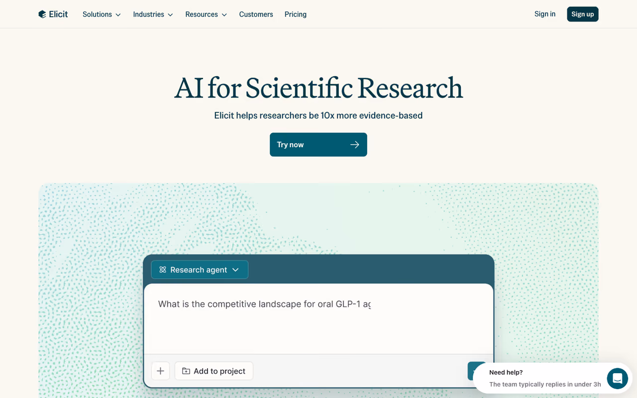 Elicit homepage screenshot