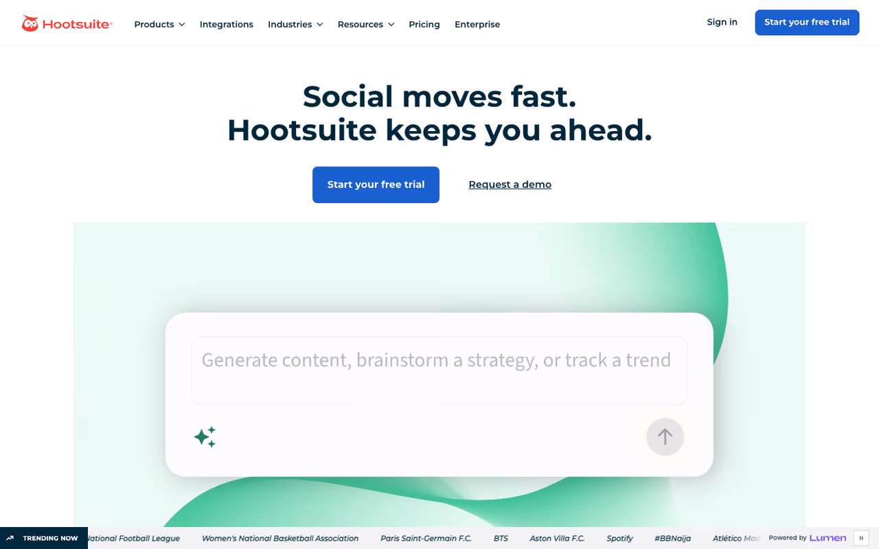 Hootsuite homepage screenshot
