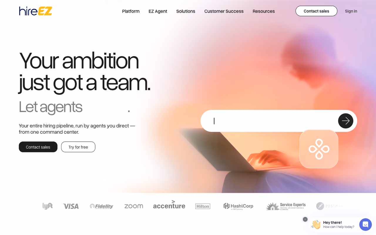 hireEZ homepage screenshot
