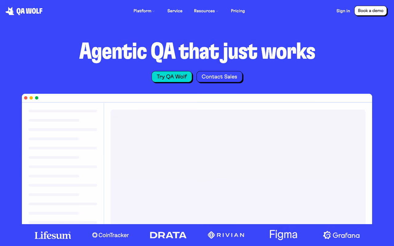 QA Wolf homepage screenshot