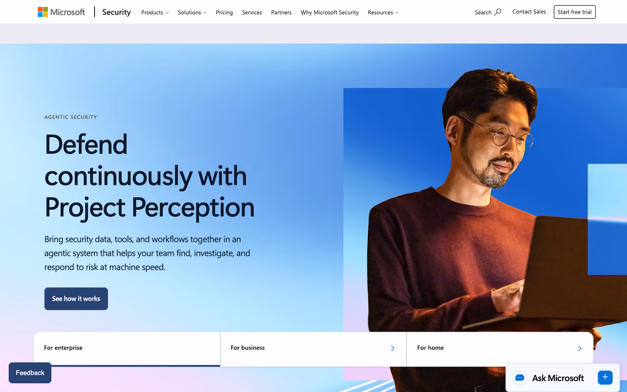 Microsoft Security homepage screenshot