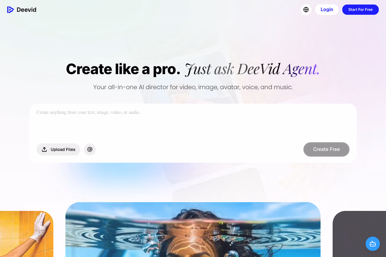 DeeVid AI homepage screenshot