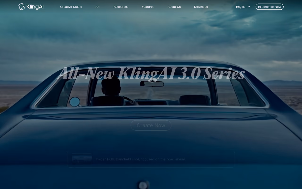 Kling AI homepage screenshot