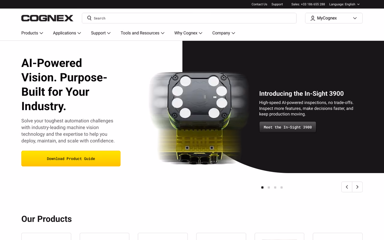 Cognex homepage screenshot