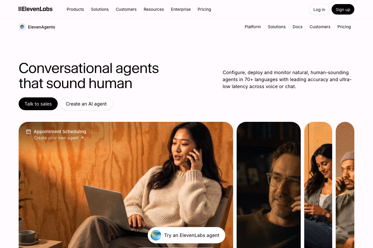 ElevenAgents homepage screenshot