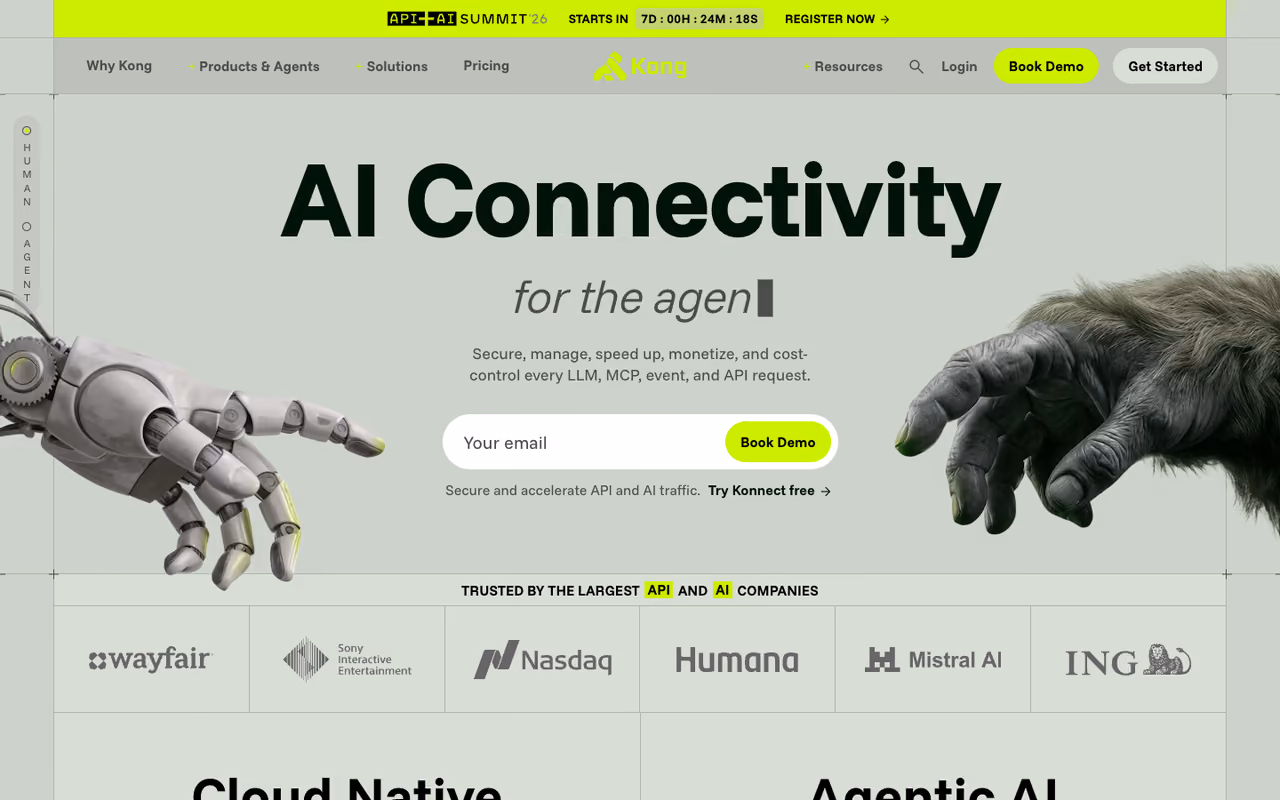 Kong homepage screenshot